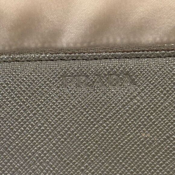 Prada Gray Saffiano Leather Long Zip Around Luxury Wallet and Dust Bag - Picture 3 of 15
